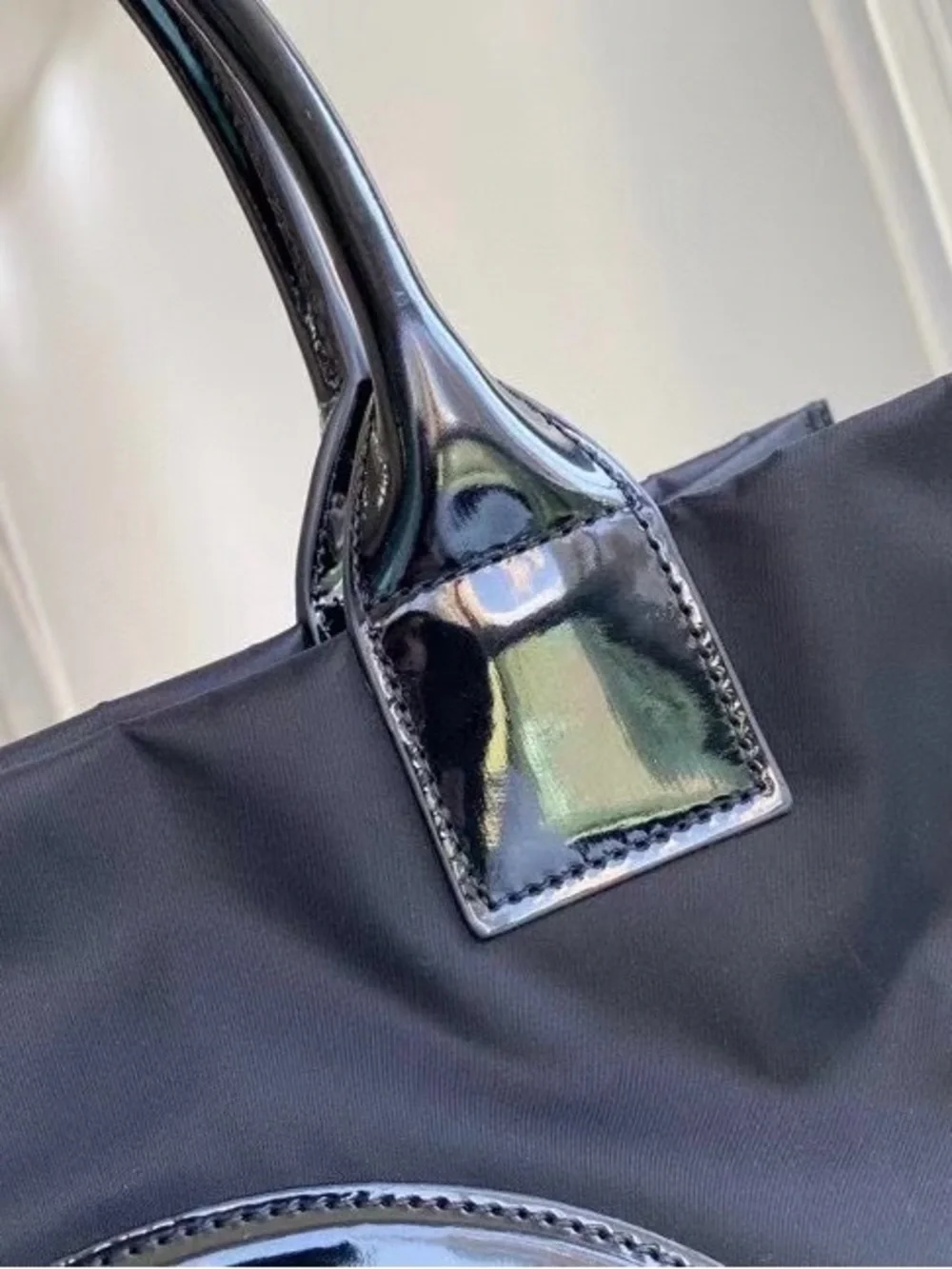 Tory Burch Black Patent Logo Tote